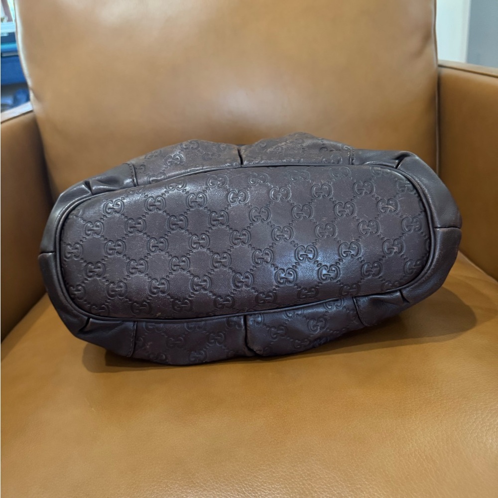 Gucci Dark Brown GG Embossed Leather Shoulder Bag - Picture 6 of 12